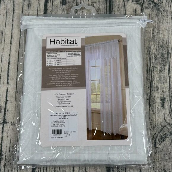 Habitat by Commonwealth Roslyn 54" x 63" White Tailored Window Panel - Picture 2 of 4